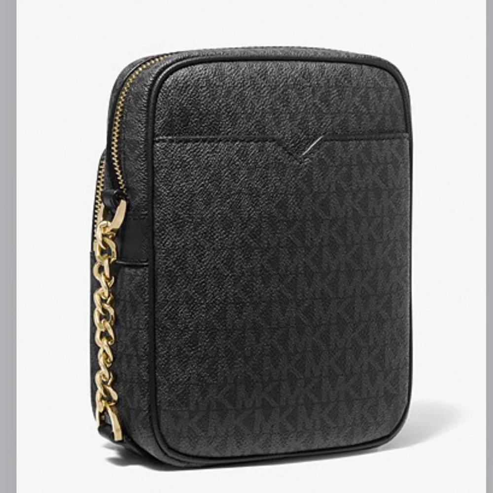 MICHAEL KORS Jet Set Travel Medium Logo Crossbody Bag Black signature co…